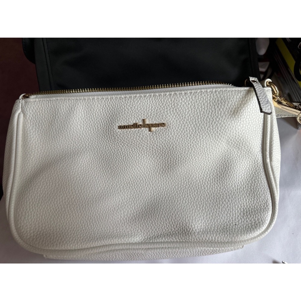 Nanette Lepore White Pebbled Crossbody Gold Chain Floral‎ Lining 4056547-122021